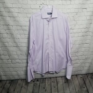 Cafe Coton Men's Lavender White Dress Shirt Size 17.5x44 EUC